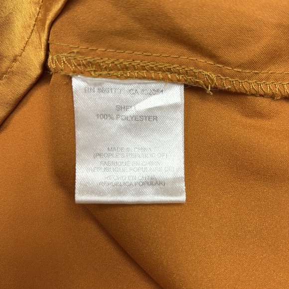 Anthropologie Hutch Satin 3/4 Puff Sleeve Blouse Golden Yellow Medium - Picture 9 of 9